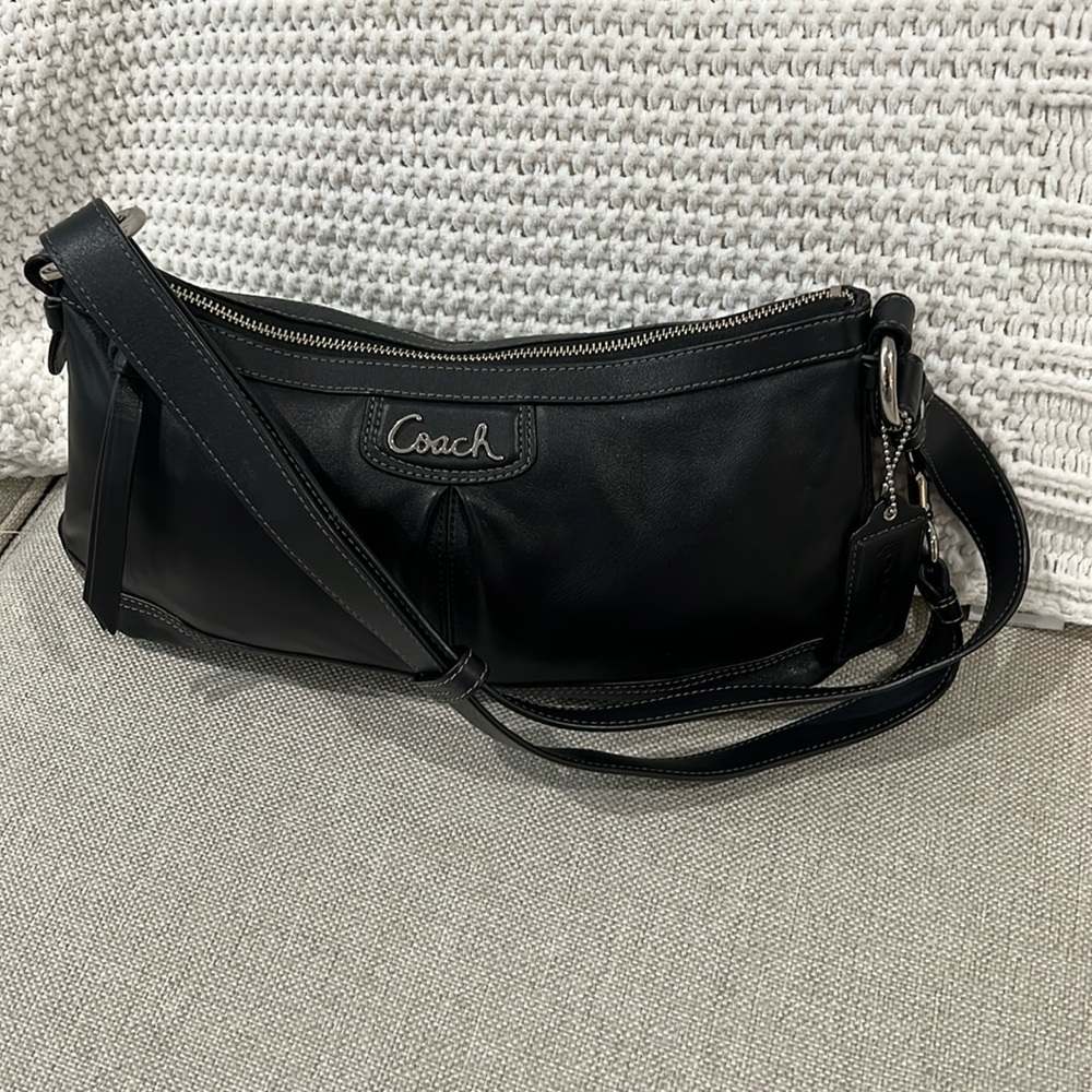 Coach Park Leather Duffle Bag F19729 Black Convertible handles